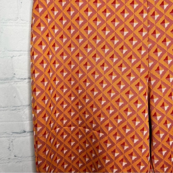Zara orange jacquard knit geometric pull on flare pants size large - Picture 2 of 11